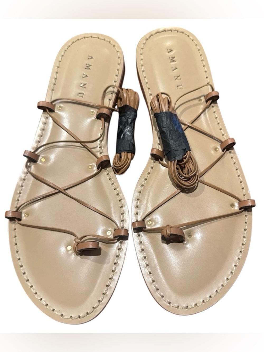 Amanu The Serengeti Women's Nude Leather Lace-Up Sandals